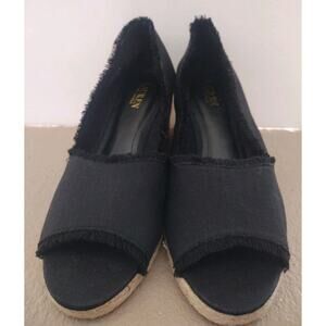 Lauren Ralph Lauren Linen Black Wedge Shoes (11)